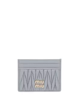 Miu Miu стеганый картхолдер, серый