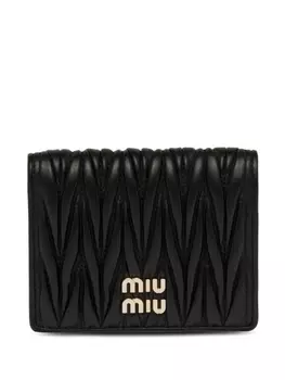 Miu Miu стеганый кошелек с логотипом, черный