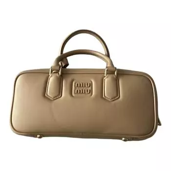 MIU MIU Сумка Arcadie Series из смеси кожи и полиэстера на одно плечо, среднего размера, бежевые, женская