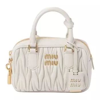 MIU MIU Сумка через плечо Arcadie Series, кожаная, женская, белого цвета