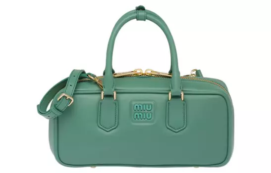 MIU MIU Сумка для боулинга, сумка через плечо, женская, с корнями шалфея, зеленая