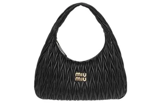 MIU MIU Сумка-хобо из кожи наппа, женская, черная