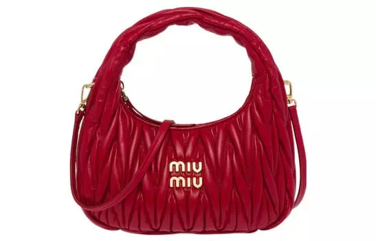 MIU MIU Сумка-хобо из овчины, женская, красная
