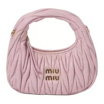 MIU MIU Сумка-хобо Matelass из мягкой овечьей кожи, сумка через плечо, мини-сумка женская, снежно-розовая