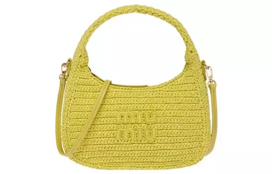 MIU MIU Сумка-хобо с нитками, сумка через плечо, женская, цитрусово-желтая