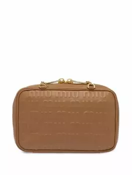 Miu Miu сумка на плечо с тисненым логотипом, коричневый