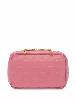 Miu Miu сумка на плечо с тисненым логотипом, розовый