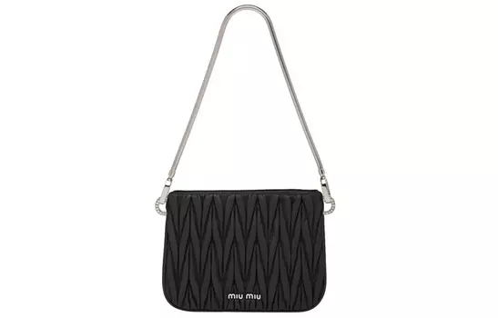 MIU MIU Сумка SASSY из мягкой овечьей кожи, женская, среднего размера, черная