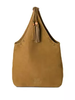 Miu Miu сумка-тоут с кисточками, зеленый