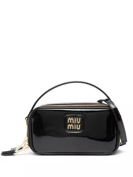 Miu Miu сумка-тоут с логотипом, черный