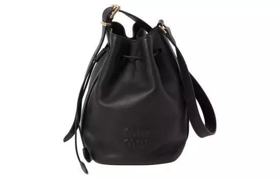 MIU MIU Сумка-ведро из натуральной кожи, через плечо, женская, черная