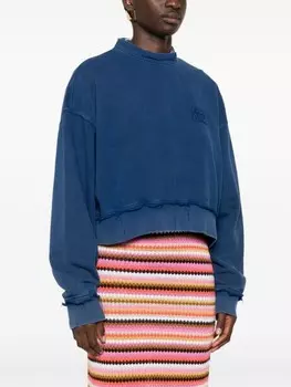 Miu Miu толстовка с нашивкой-логотипом, синий