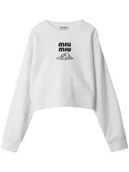 Miu Miu толстовка с вышитым логотипом, белый