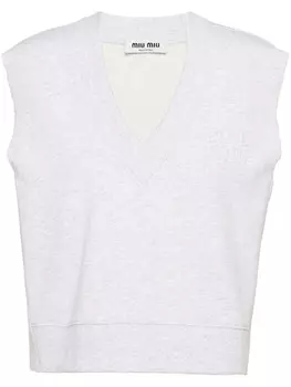 Miu Miu толстовка с вышитым логотипом, белый