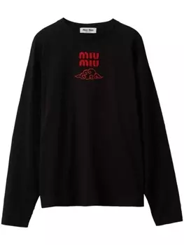 Miu Miu толстовка с вышитым логотипом, черный