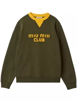 Miu Miu толстовка с вышитым логотипом, зеленый