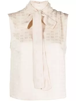 Miu Miu топ без рукавов с логотипом, нейтральный цвет