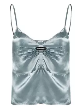 Miu Miu топ с нашивкой-логотипом, синий