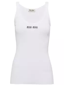 Miu Miu топ в рубчик, белый