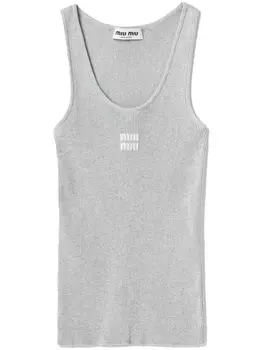 Miu Miu топ в рубчик, серый