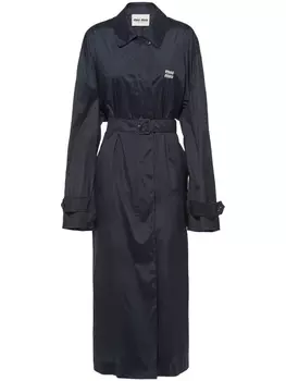 Miu Miu тренч Technical с поясом и логотипом, синий