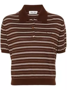 Miu Miu трикотажная рубашка поло в полоску