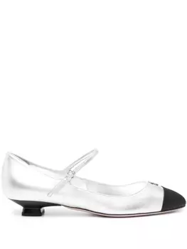 Miu Miu туфли Lola с эффектом металлик, серебристый