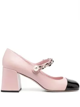 Miu Miu туфли Мэри Джейн с цепочкой, розовый