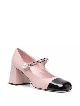 Miu Miu туфли Мэри Джейн с цепочкой, розовый