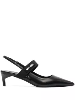 Miu Miu туфли с ремешком на пятке, черный