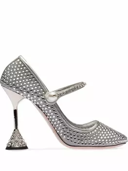 Miu Miu туфли с заклепками, серебристый