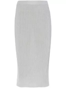 Miu Miu юбка миди из ткани ламе, серый