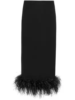Miu Miu юбка миди с перьями, черный