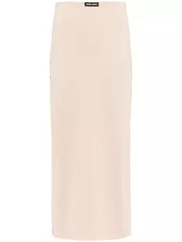 Miu Miu юбка миди с завышенной талией, нейтральный цвет