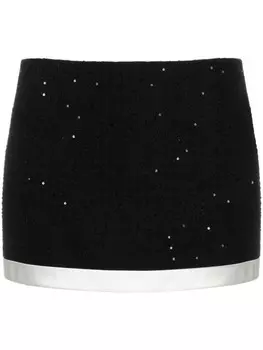 Miu Miu юбка мини из букле с пайетками, черный