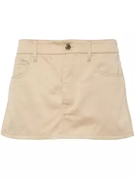 Miu Miu юбка мини с логотипом, нейтральный цвет
