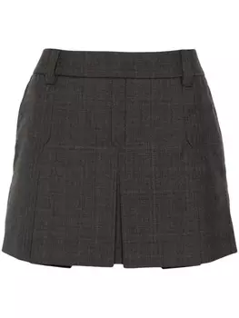 Miu Miu юбка мини с нашивкой-логотипом, серый