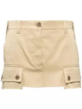 Miu Miu юбка мини с необработанными краями, нейтральный цвет