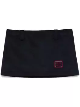 Miu Miu юбка мини с вышитым логотипом, синий