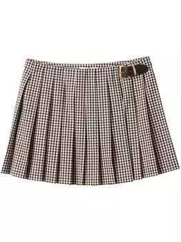 Miu Miu юбка мини в клетку гингем, черный