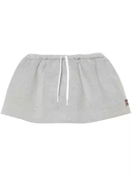 Miu Miu юбка с нашивкой-логотипом, серый