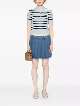 Miu Miu юбка с вышитым логотипом, синий