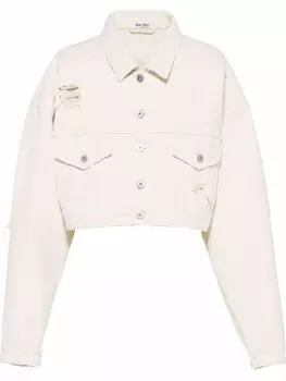 Miu Miu укороченная джинсовая куртка, белый