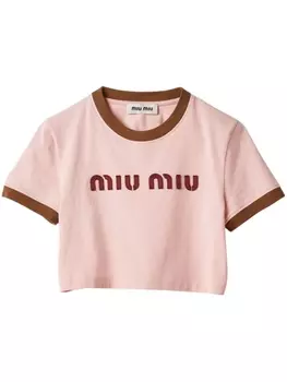 Miu Miu укороченная футболка, розовый