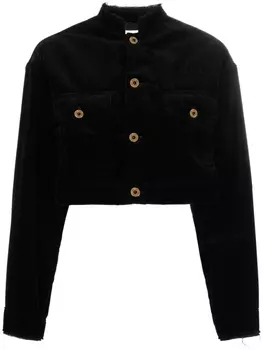 Miu Miu укороченная куртка на пуговицах с тиснением, черный