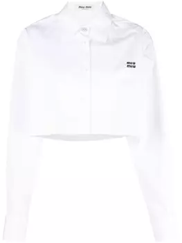 Miu Miu укороченная рубашка с длинными рукавами, белый