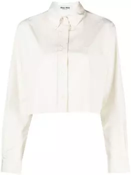 Miu Miu укороченная рубашка с вышитым логотипом, белый