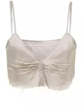 Miu Miu укороченный топ Pong со сборками, нейтральный цвет