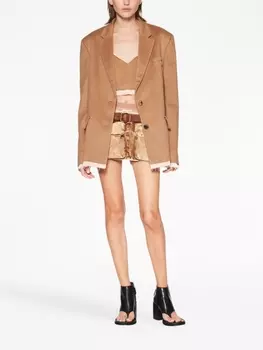 Miu Miu укороченный топ с бахромой, нейтральный цвет