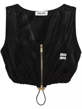 Miu Miu укороченный топ с логотипом, черный